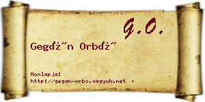 Gegán Orbó névjegykártya